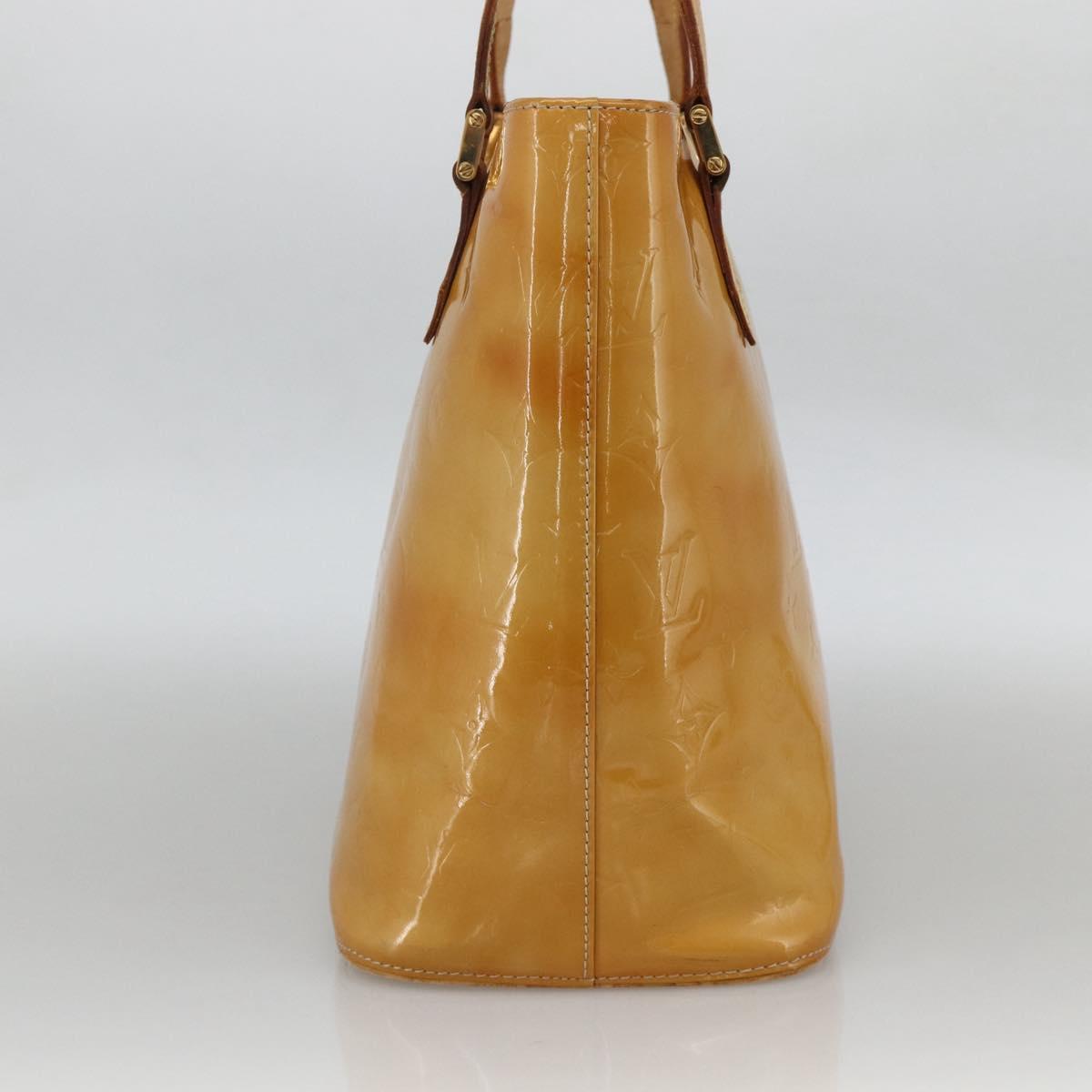 LOUIS VUITTON Monogram Vernis Houston Hand Bag Beige M91004 LV Auth hk3668
