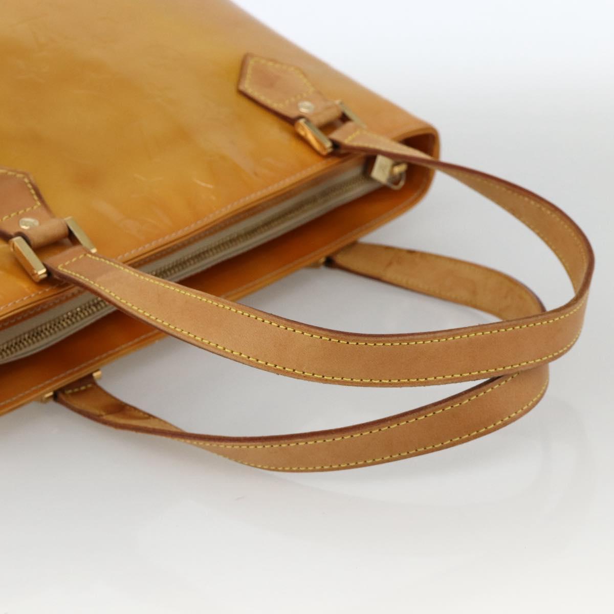 LOUIS VUITTON Monogram Vernis Houston Hand Bag Beige M91004 LV Auth hk3668