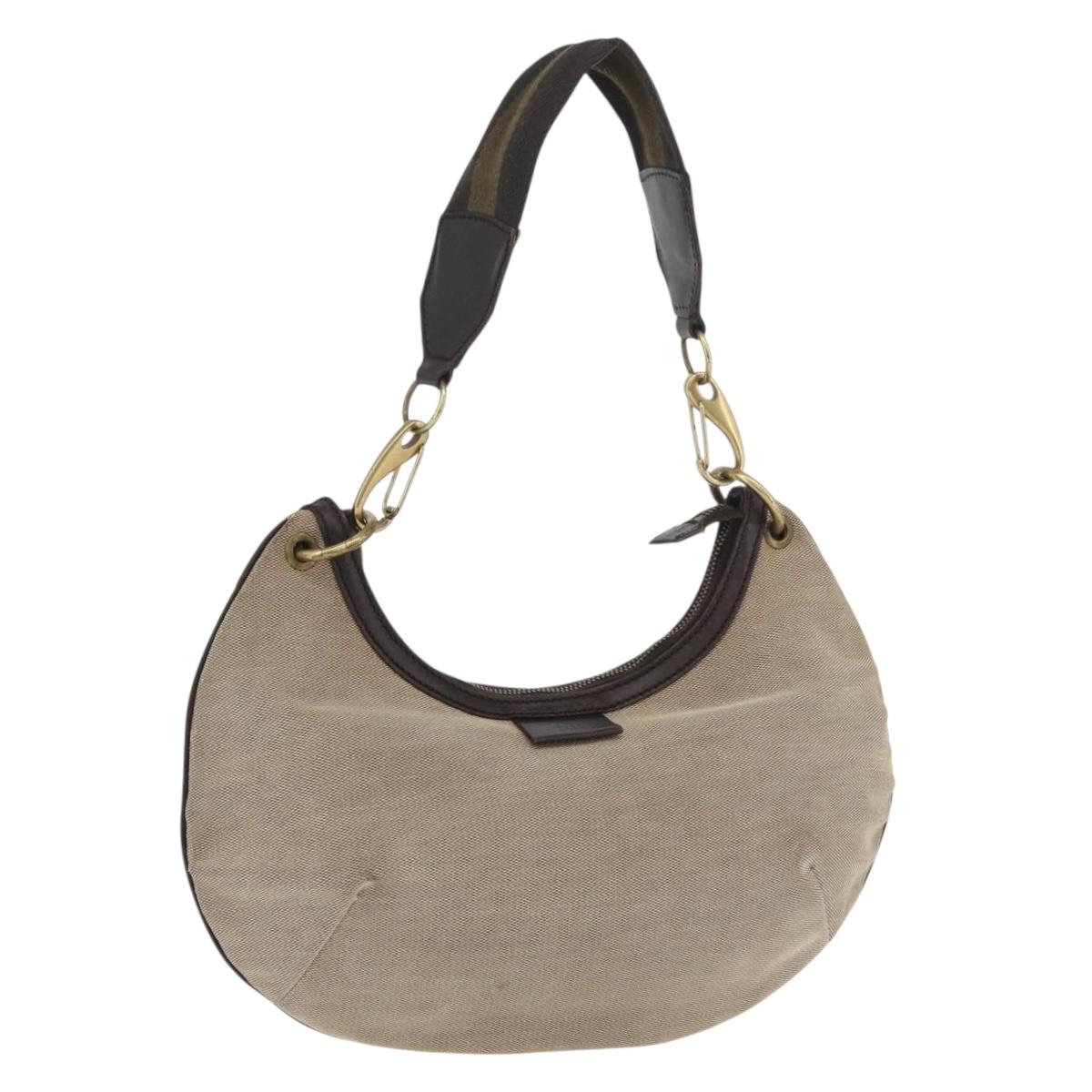 GUCCI Shoulder Bag Canvas Beige Gold Auth hk3681