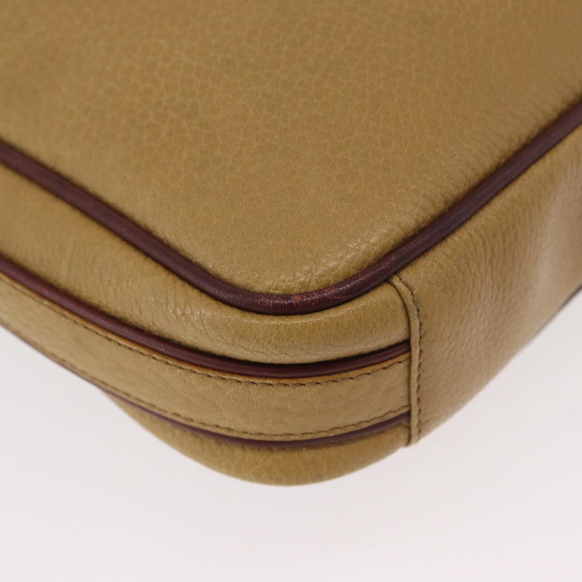 CARTIER Shoulder Bag Leather Beige Gold Auth hk3696A