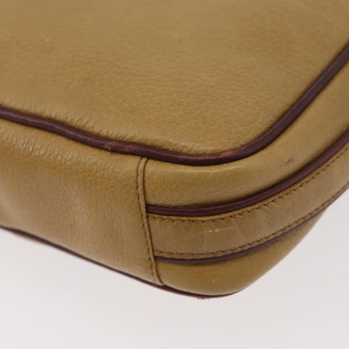 CARTIER Shoulder Bag Leather Beige Gold Auth hk3696A