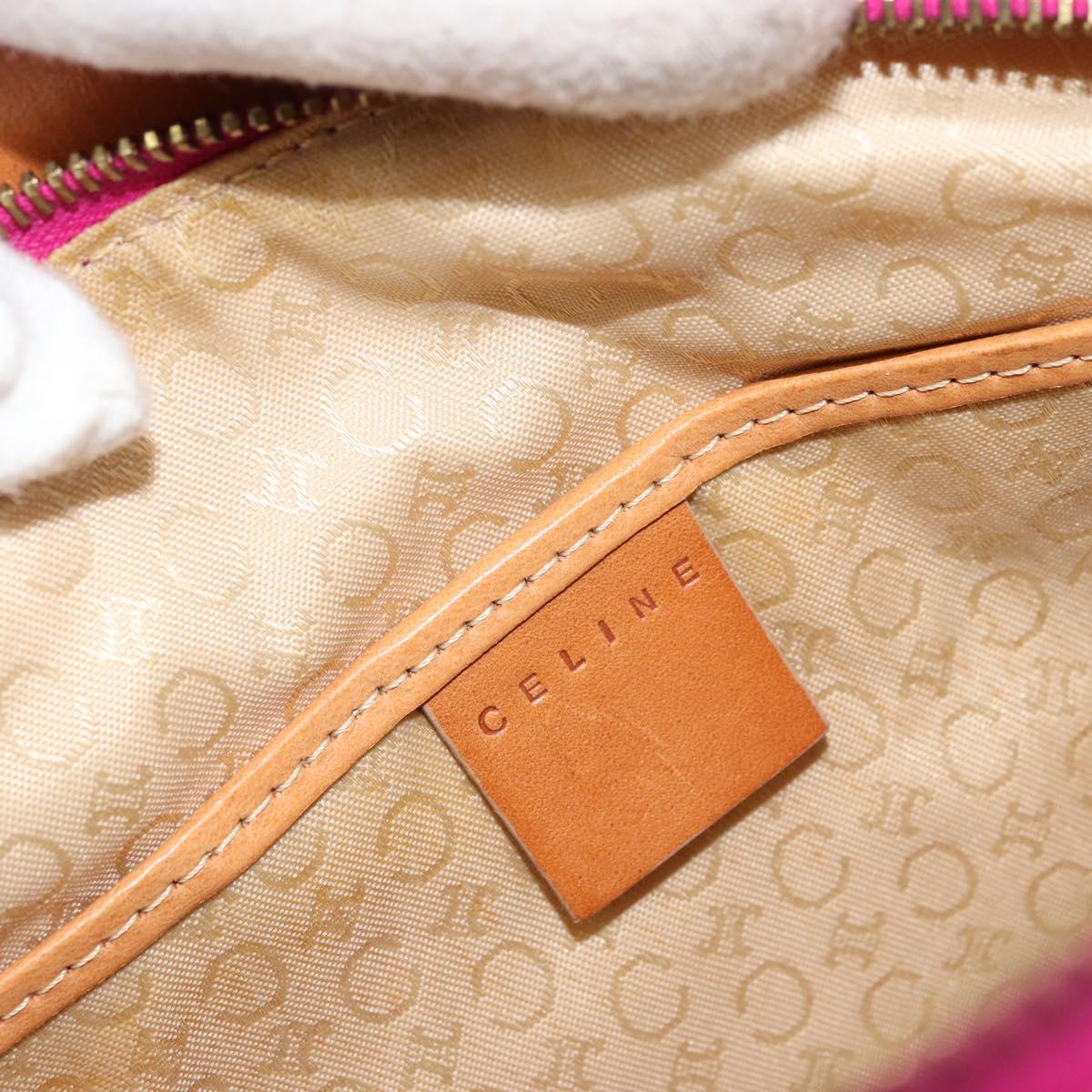 CELINE C Macadam Canvas Hand Bag Suede Pink Gold Auth hk3700A