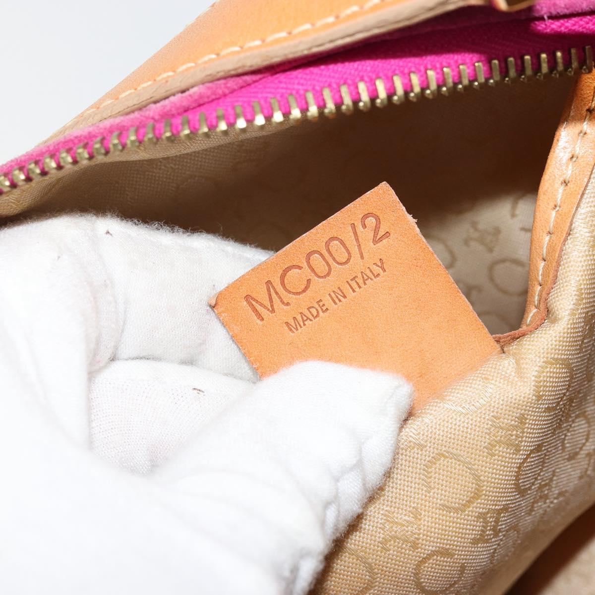 CELINE C Macadam Canvas Hand Bag Suede Pink Gold Auth hk3700A