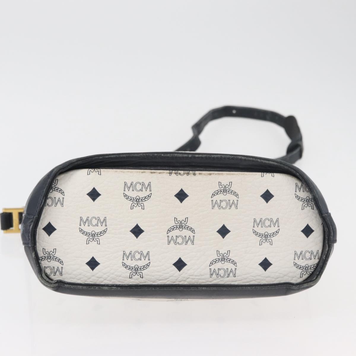 MCM Vicetos Logogram Shoulder Bag PVC White Gold Auth hk3702