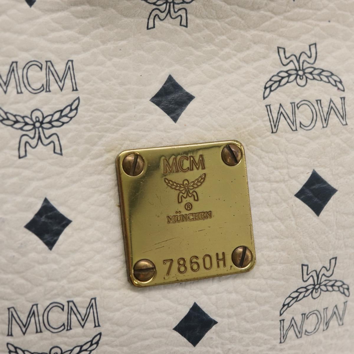 MCM Vicetos Logogram Shoulder Bag PVC White Gold Auth hk3702