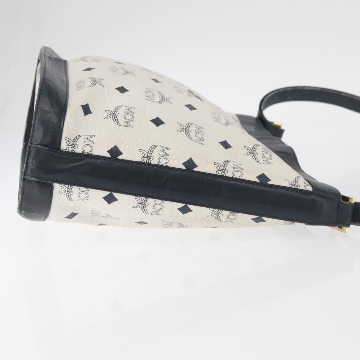 MCM Vicetos Logogram Shoulder Bag PVC White Gold Auth hk3702