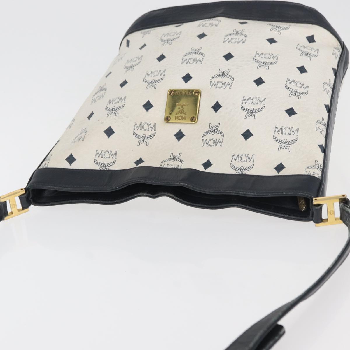 MCM Vicetos Logogram Shoulder Bag PVC White Gold Auth hk3702