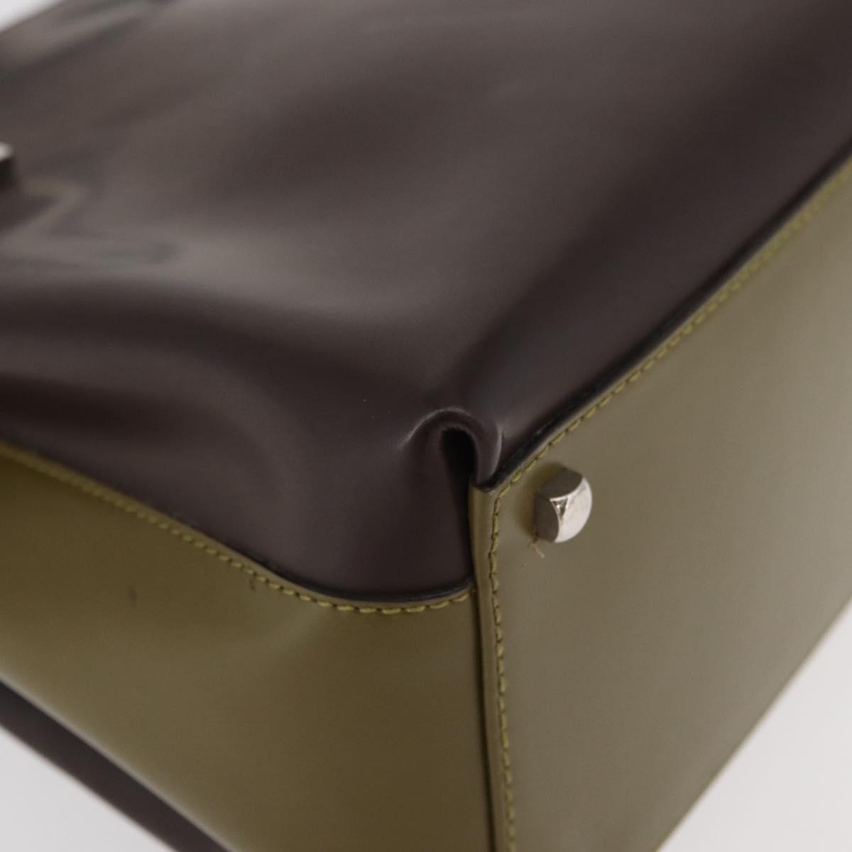 Salvatore Ferragamo Gancini Bag Patent leather 2way Brown Silver Auth hk3704
