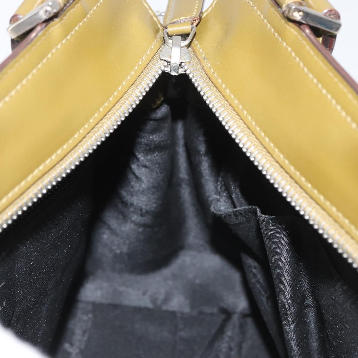 Salvatore Ferragamo Gancini Bag Patent leather 2way Brown Silver Auth hk3704