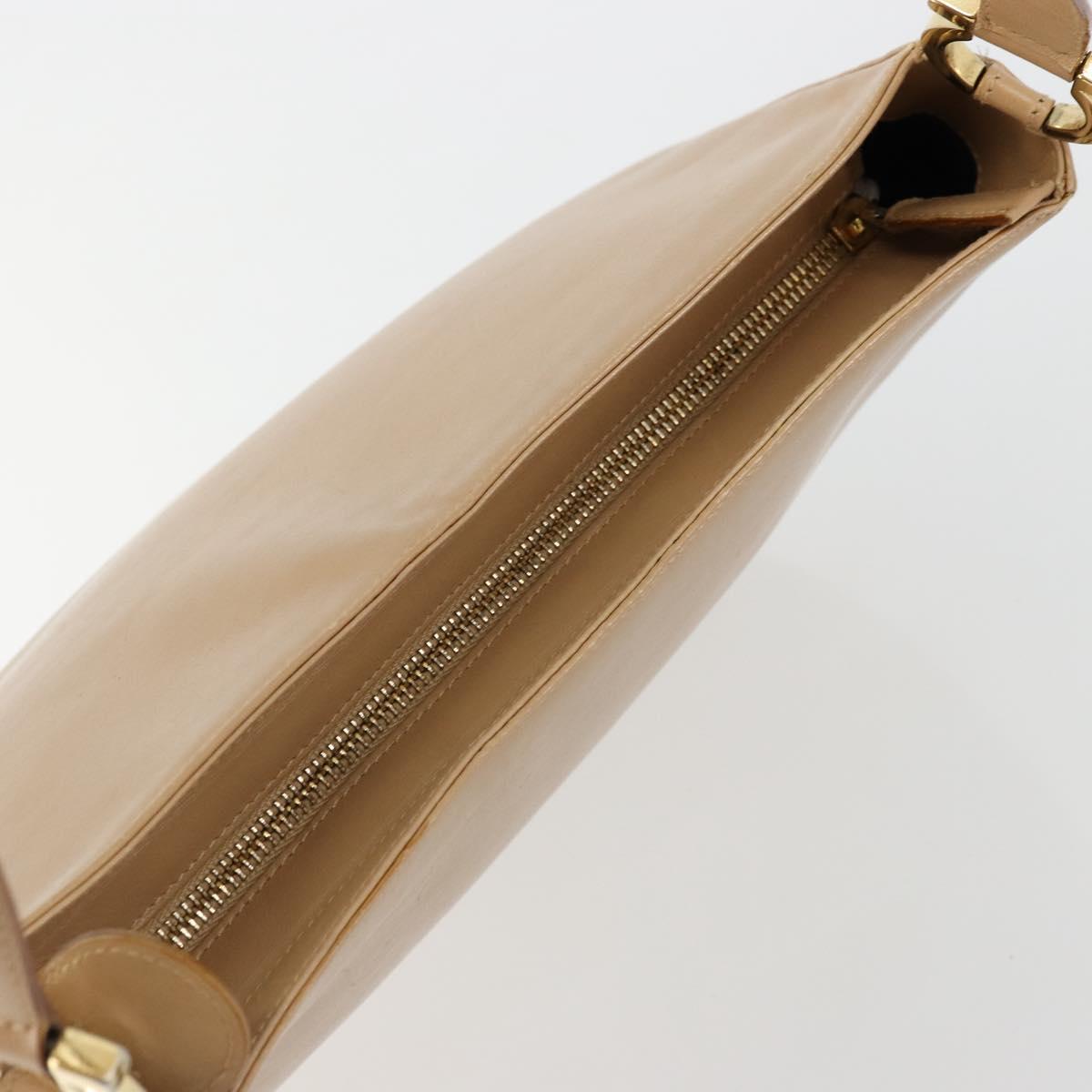 Salvatore Ferragamo Gancini Shoulder Bag Leather Beige Gold Auth hk3706