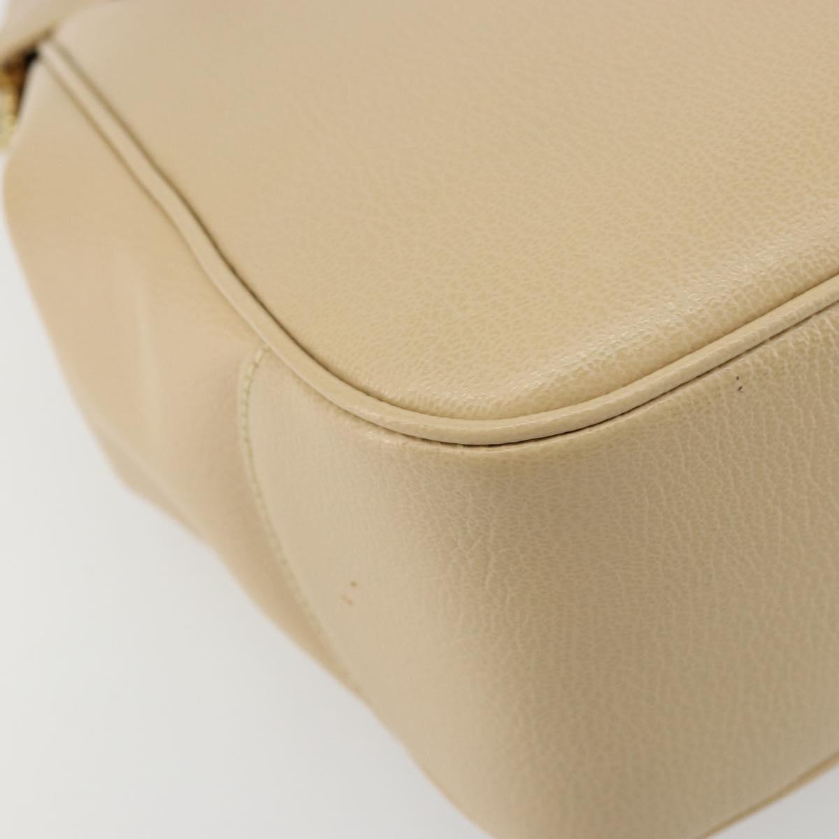 Salvatore Ferragamo Gancini Tote Bag Leather Beige Gold Auth hk3707