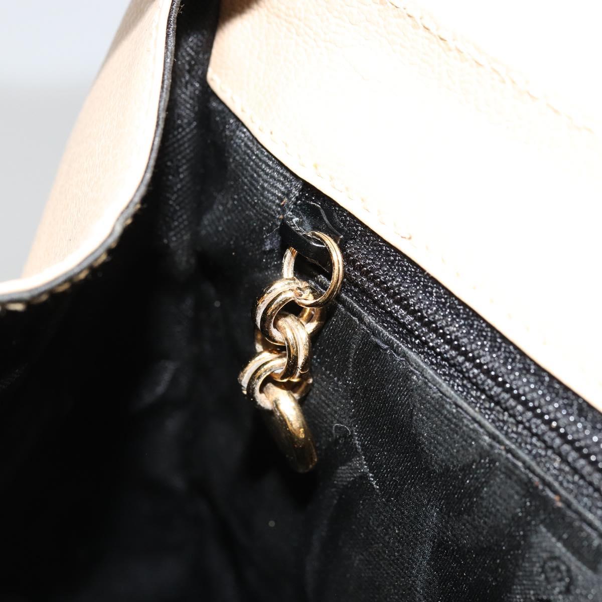 Salvatore Ferragamo Gancini Tote Bag Leather Beige Gold Auth hk3707