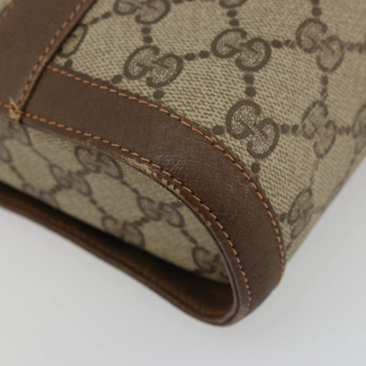 GUCCI GG Supreme Web Sherry Line Bag PVC Beige Gold 904 02 070 Auth hk3710