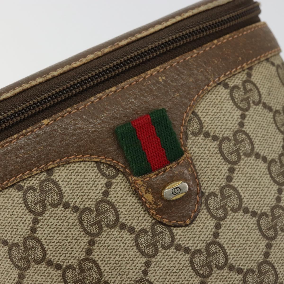 GUCCI GG Supreme Web Sherry Line Bag PVC Beige Gold 904 02 070 Auth hk3710