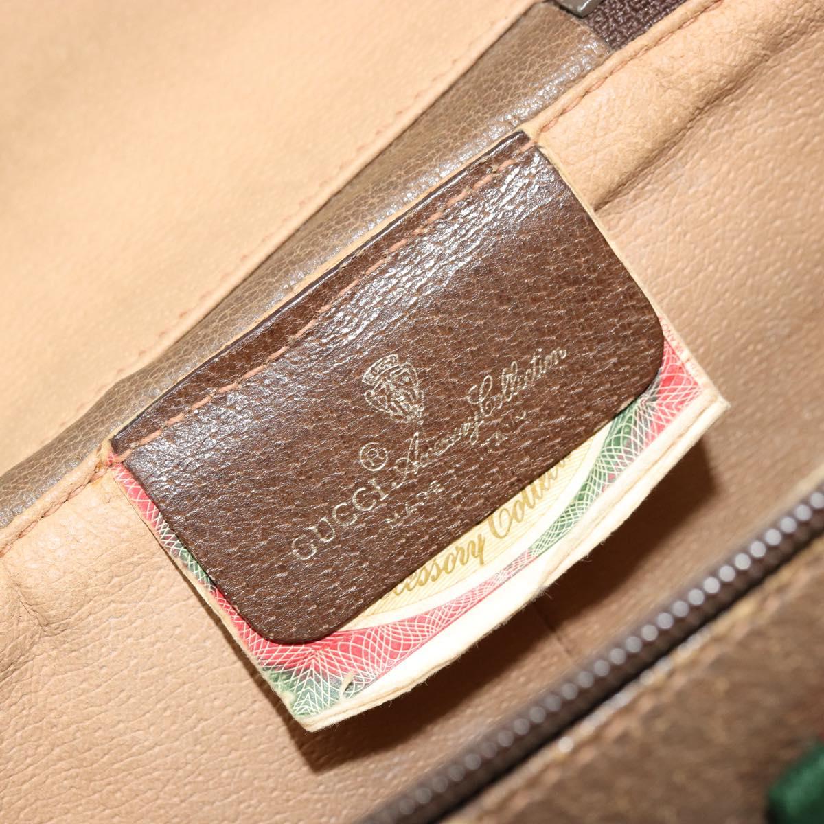 GUCCI GG Supreme Web Sherry Line Bag PVC Beige Gold 904 02 070 Auth hk3710