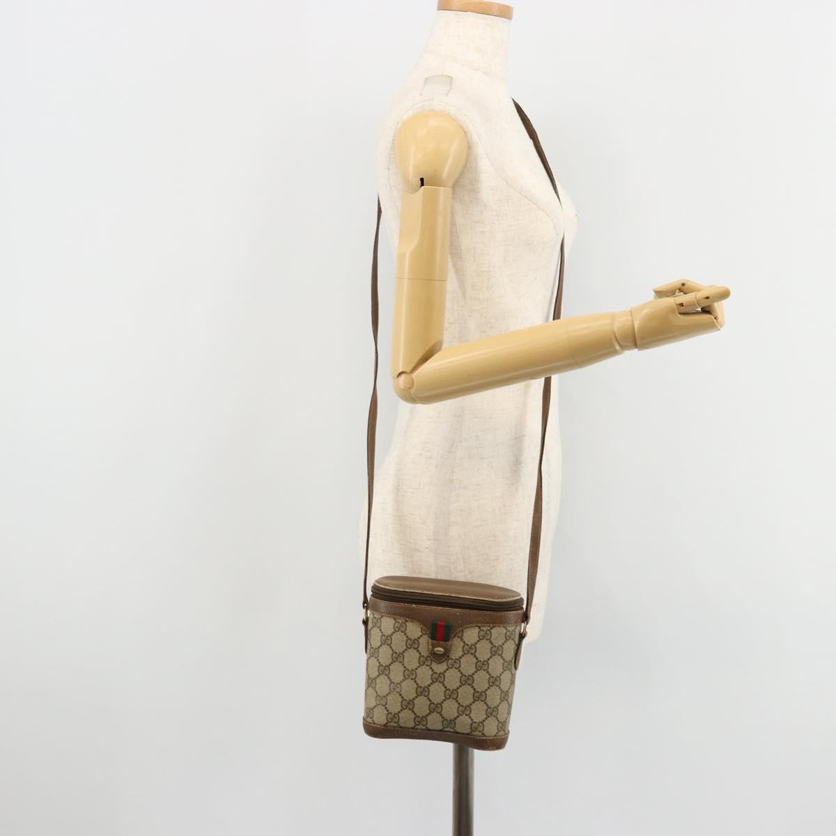 GUCCI GG Supreme Web Sherry Line Bag PVC Beige Gold 904 02 070 Auth hk3710