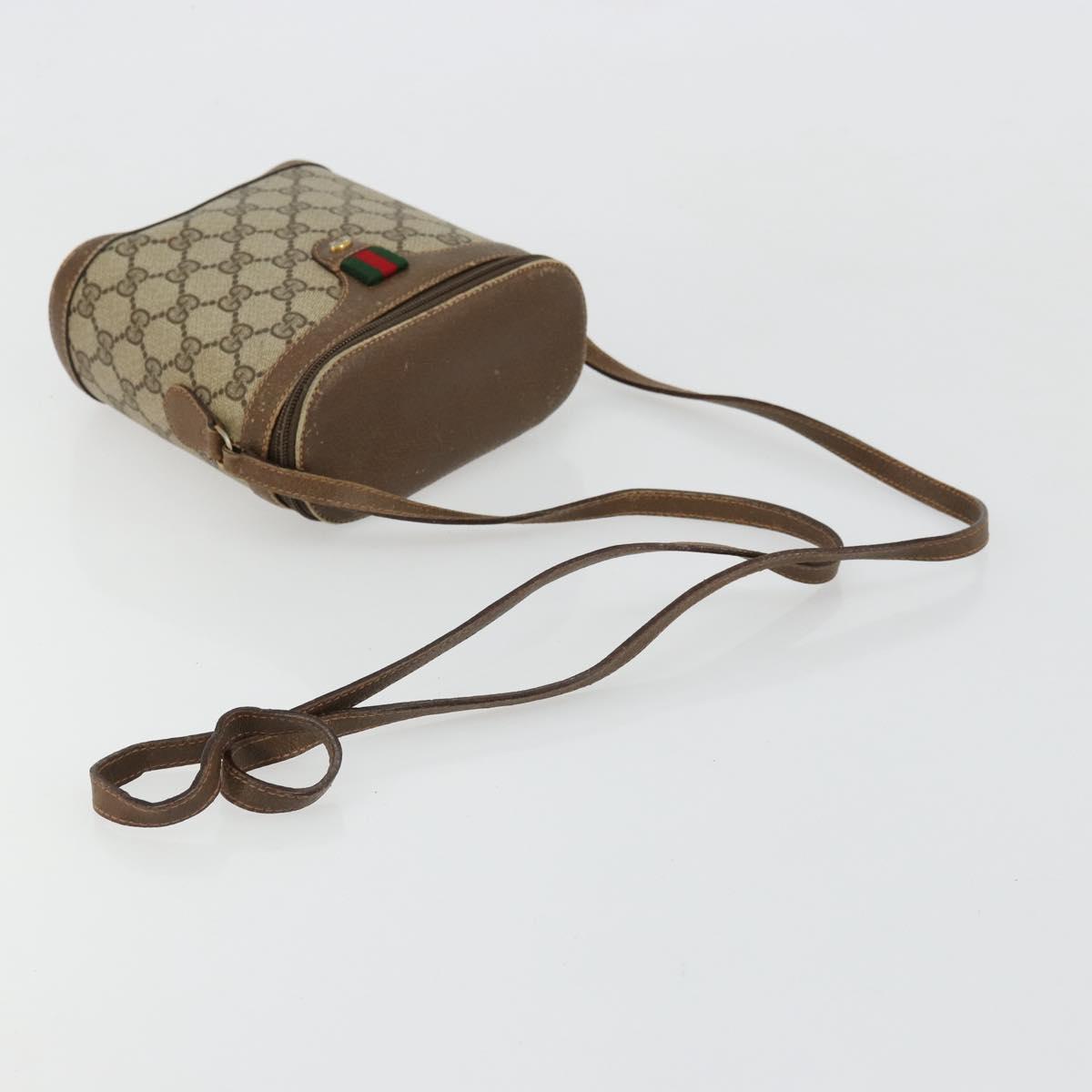 GUCCI GG Supreme Web Sherry Line Bag PVC Beige Gold 904 02 070 Auth hk3710
