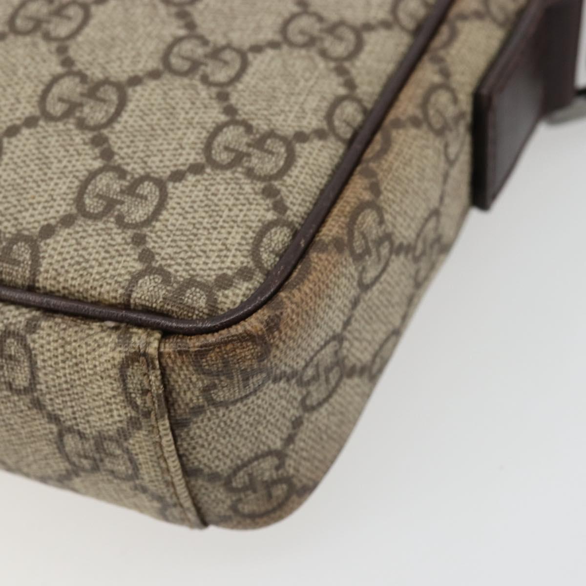 GUCCI GG Supreme Shoulder Bag PVC Beige Silver 122754 Auth hk3711