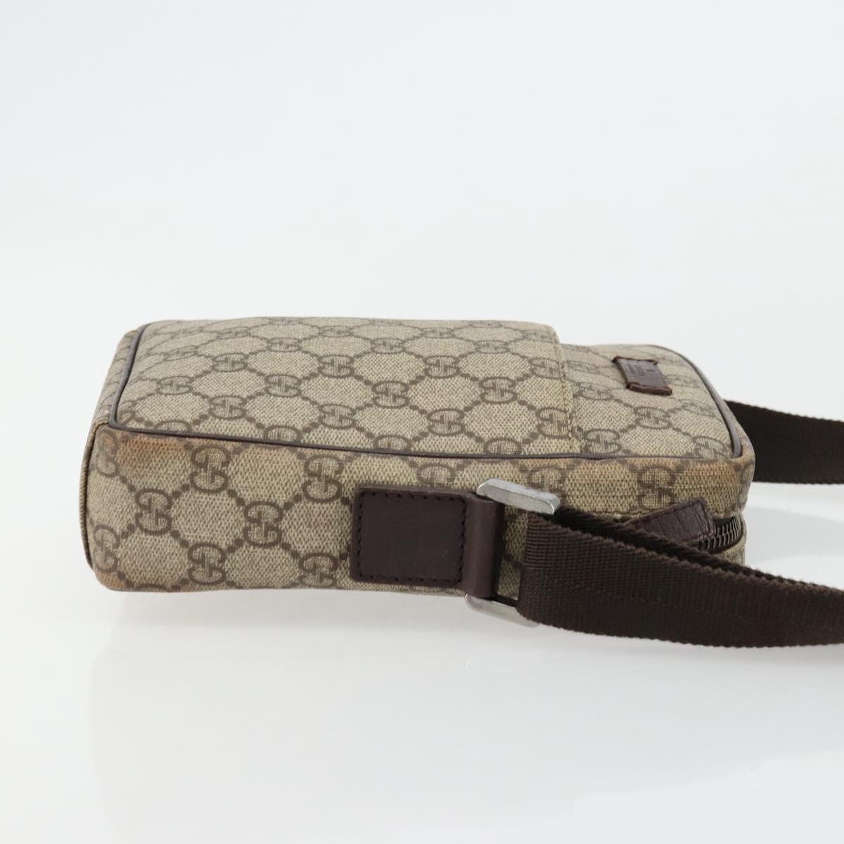GUCCI GG Supreme Shoulder Bag PVC Beige Silver 122754 Auth hk3711