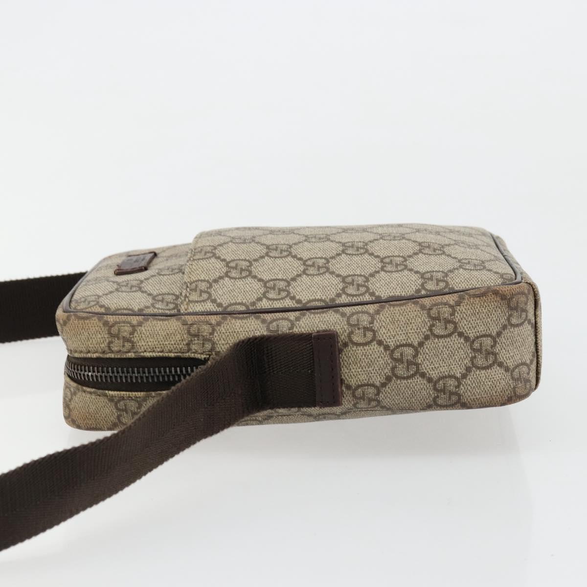 GUCCI GG Supreme Shoulder Bag PVC Beige Silver 122754 Auth hk3711