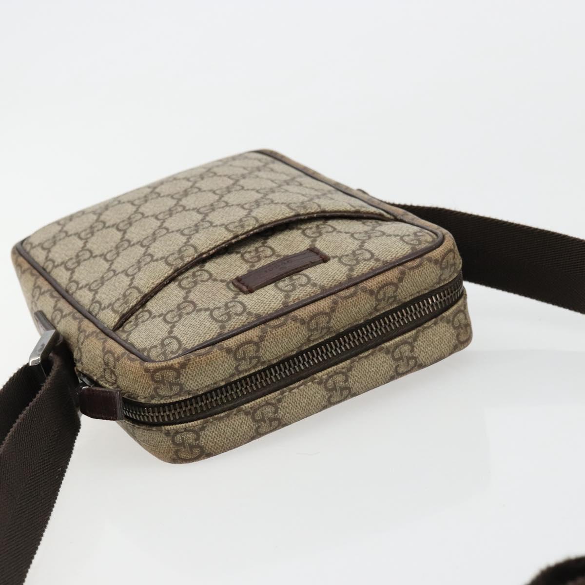 GUCCI GG Supreme Shoulder Bag PVC Beige Silver 122754 Auth hk3711