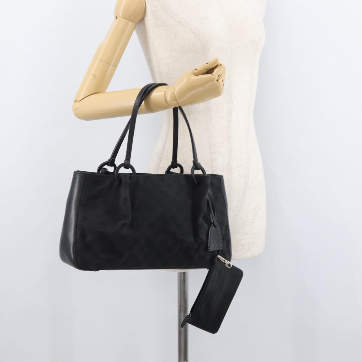 GUCCI GG Canvas Tote Bag Black 94898 Auth hk3714