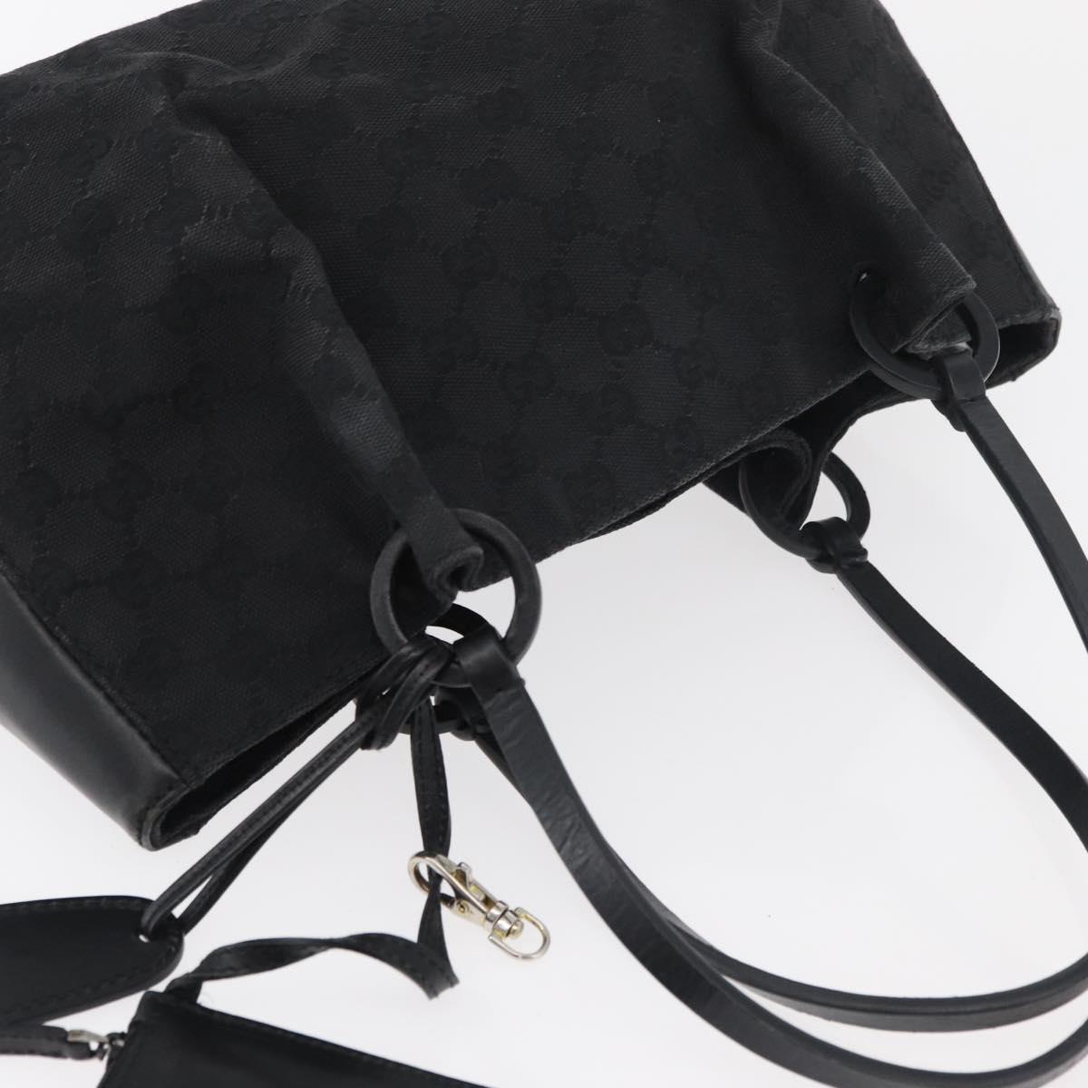 GUCCI GG Canvas Tote Bag Black 94898 Auth hk3714