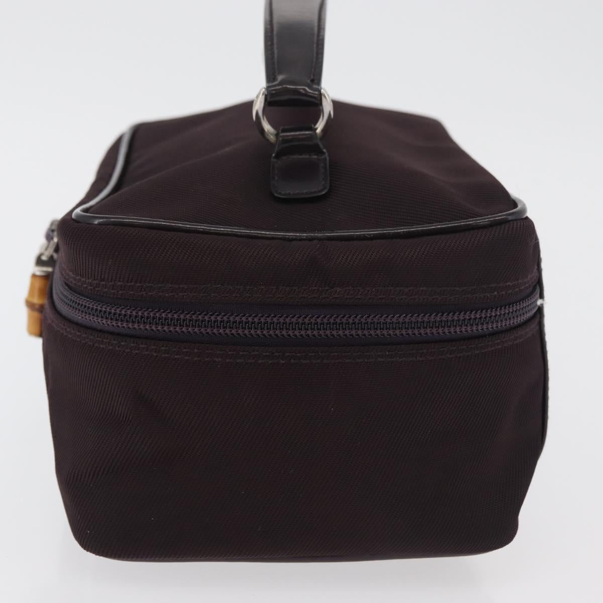 GUCCI Bamboo Vanity Hand Bag Nylon Black Silver 032 1705 0150 Auth hk3715