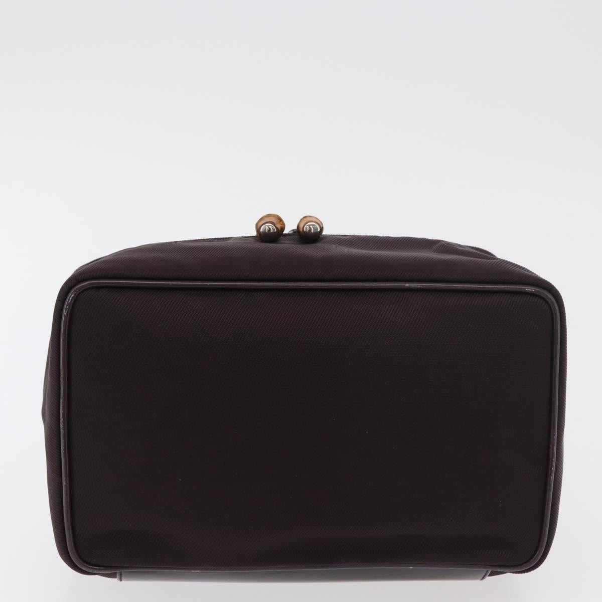 GUCCI Bamboo Vanity Hand Bag Nylon Black Silver 032 1705 0150 Auth hk3715