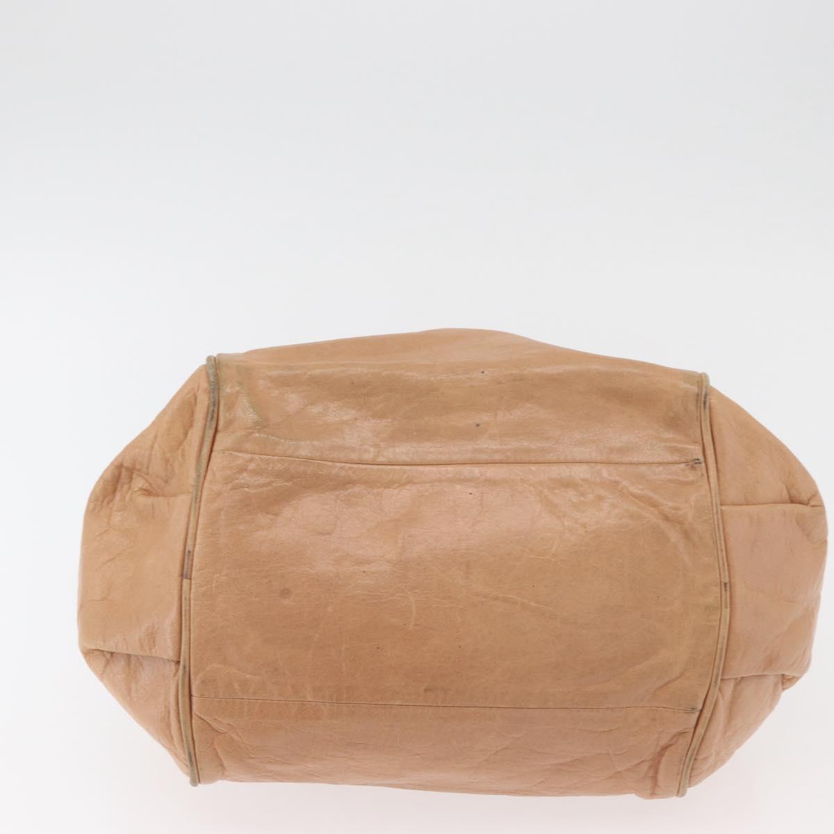Chloe Etel Hand Bag Leather 2way Beige Gold Auth hk3719A