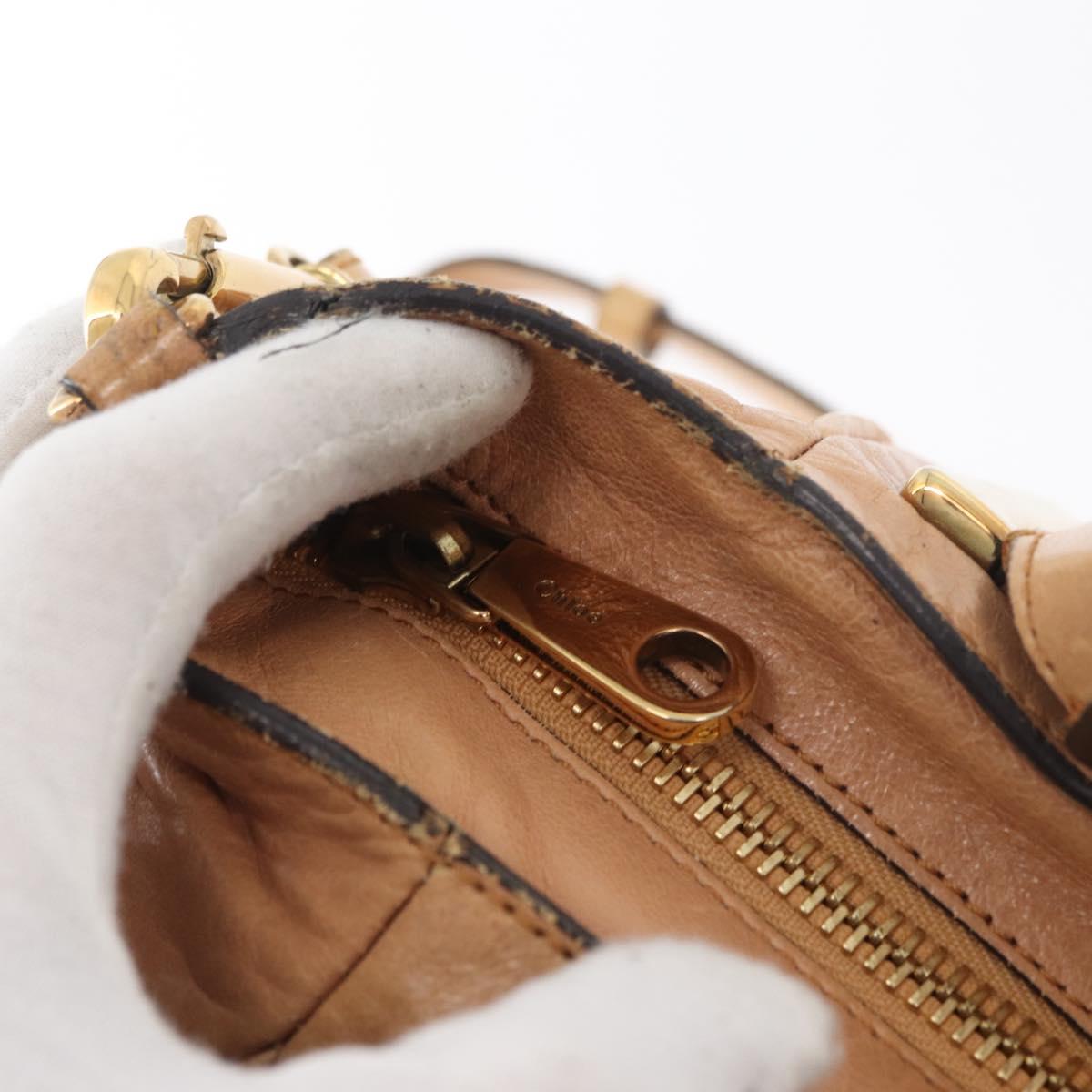 Chloe Etel Hand Bag Leather 2way Beige Gold Auth hk3719A