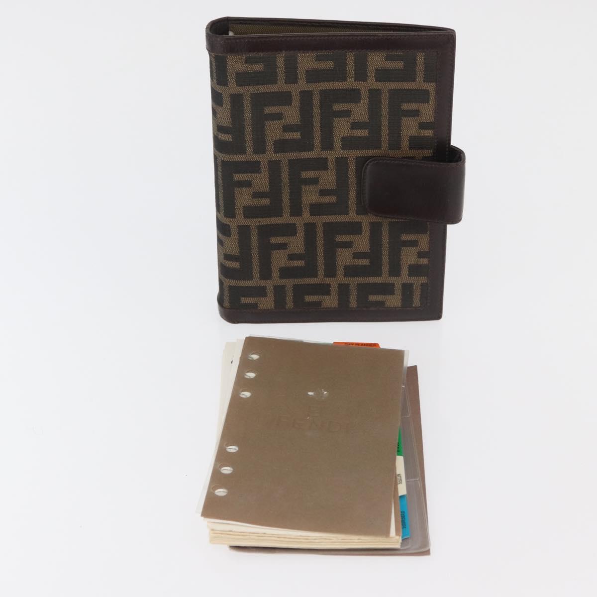 FENDI Zucca Canvas Day Planner Cover Brown Black Auth hk3722A