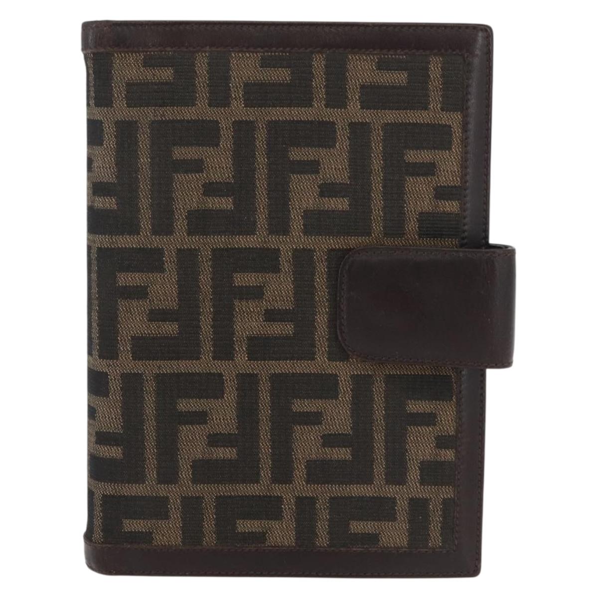 FENDI Zucca Canvas Day Planner Cover Brown Black Auth hk3722A