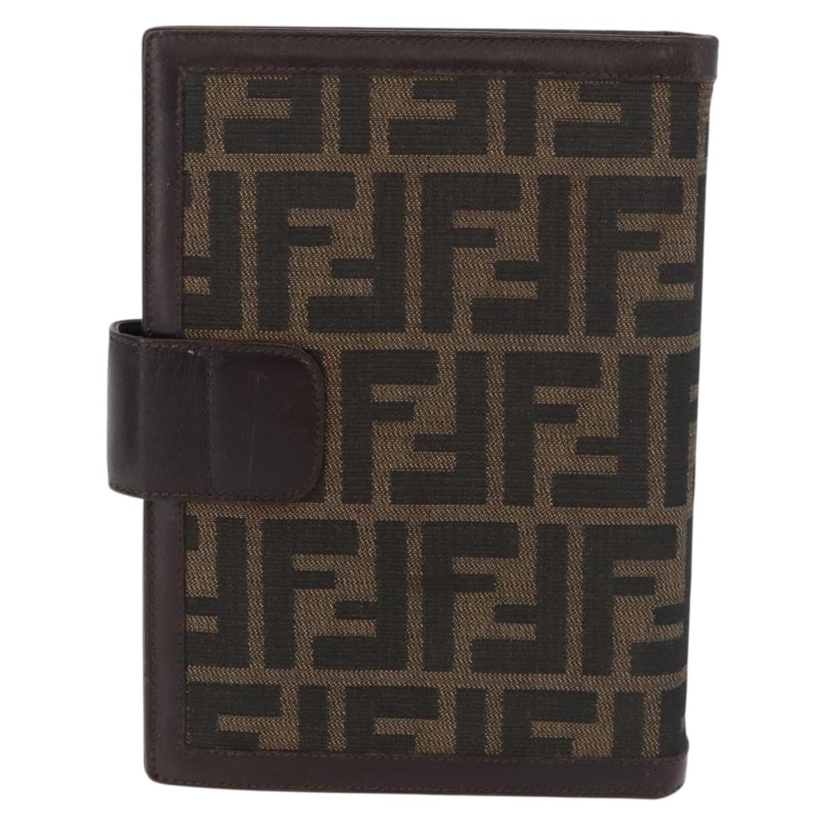 FENDI Zucca Canvas Day Planner Cover Brown Black Auth hk3722A