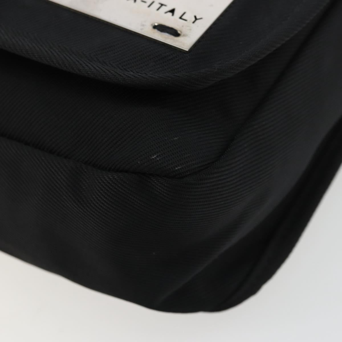 FENDI Shoulder Bag Nylon Black Silver Auth hk3723