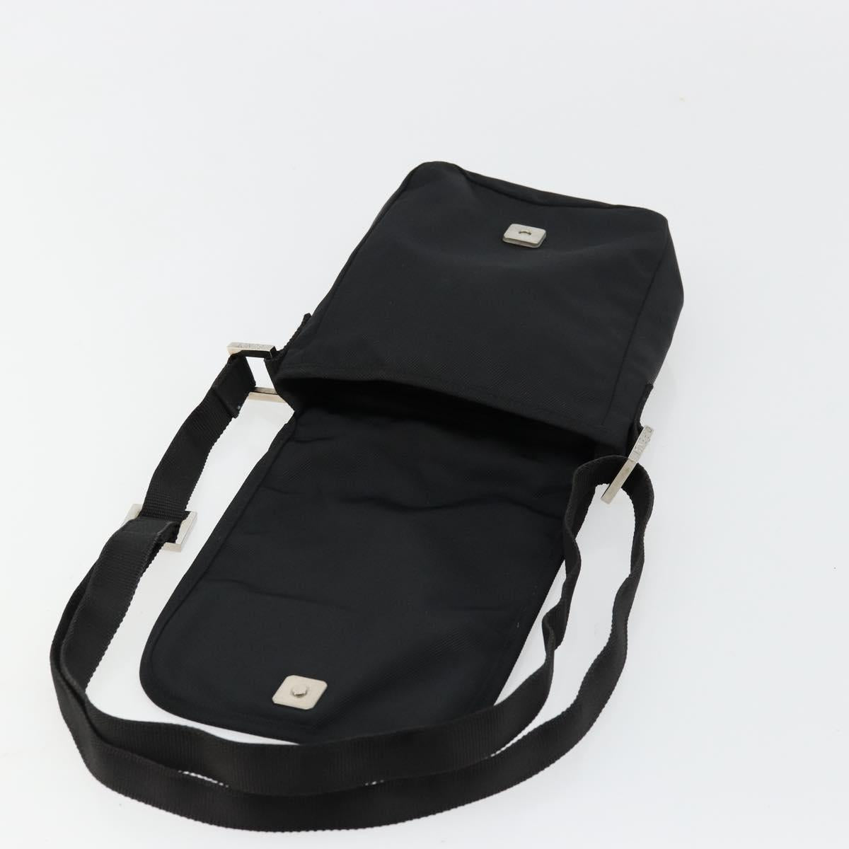 FENDI Shoulder Bag Nylon Black Silver Auth hk3723
