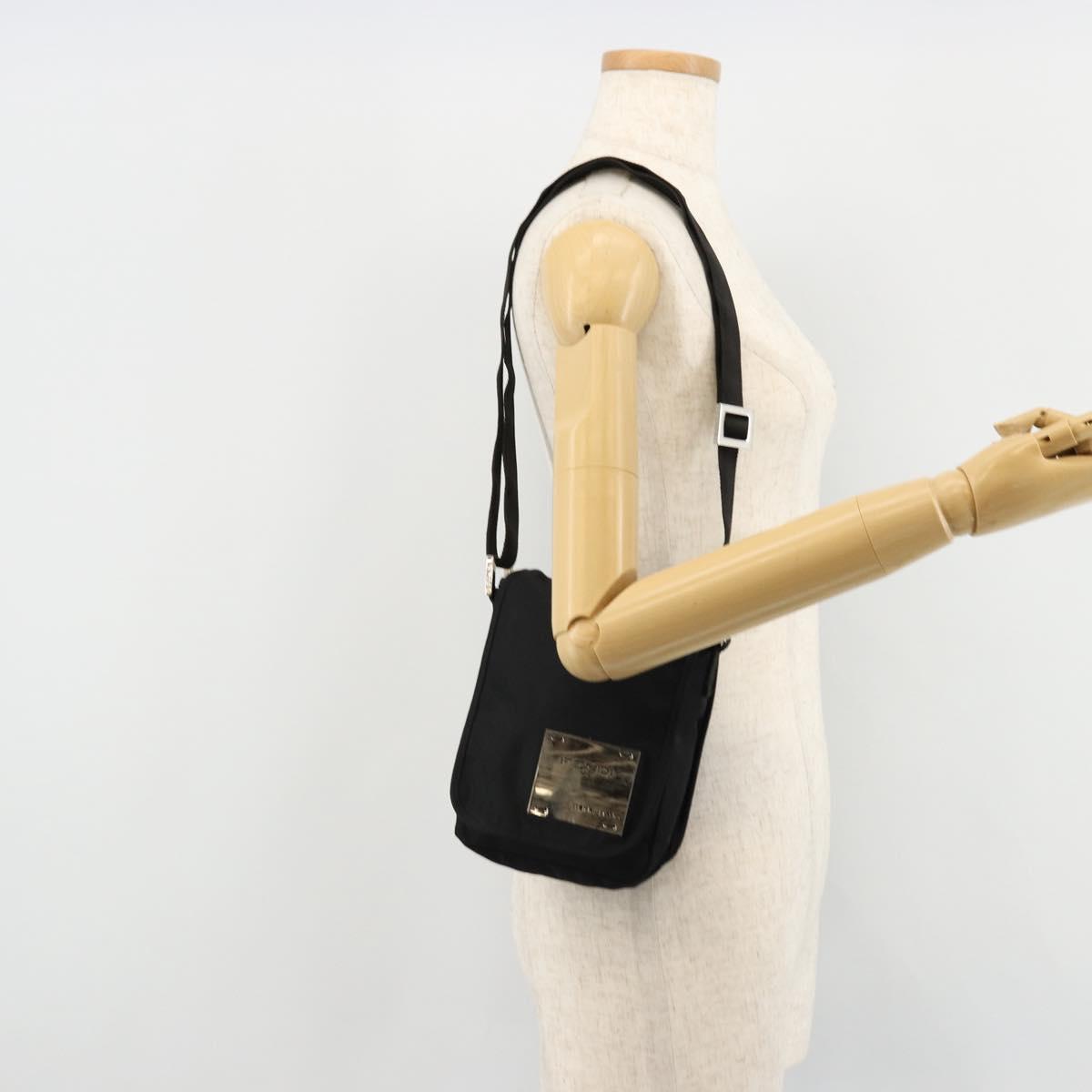 FENDI Shoulder Bag Nylon Black Silver Auth hk3723