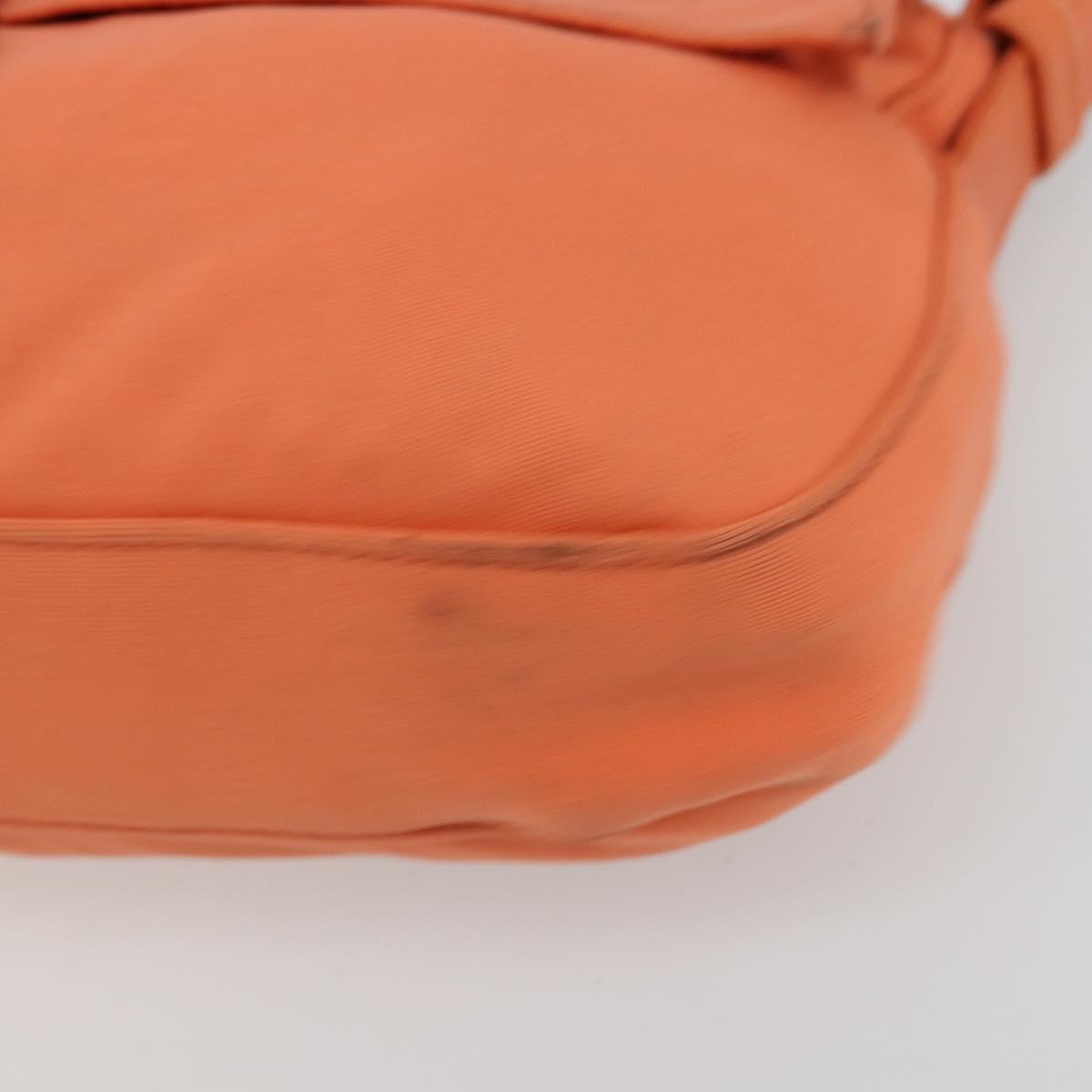 FENDI Mamma Baguette Shoulder Bag Nylon Orange Silver Auth hk3724A