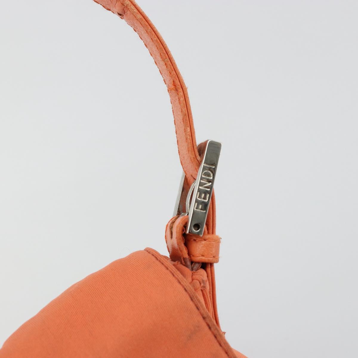 FENDI Mamma Baguette Shoulder Bag Nylon Orange Silver Auth hk3724A