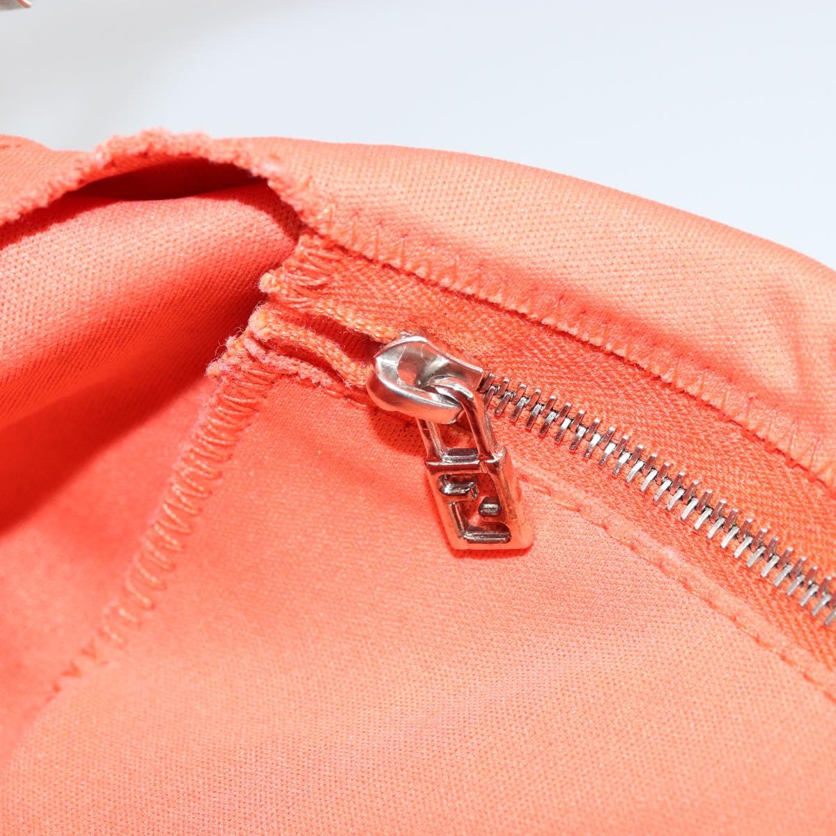 FENDI Mamma Baguette Shoulder Bag Nylon Orange Silver Auth hk3724A