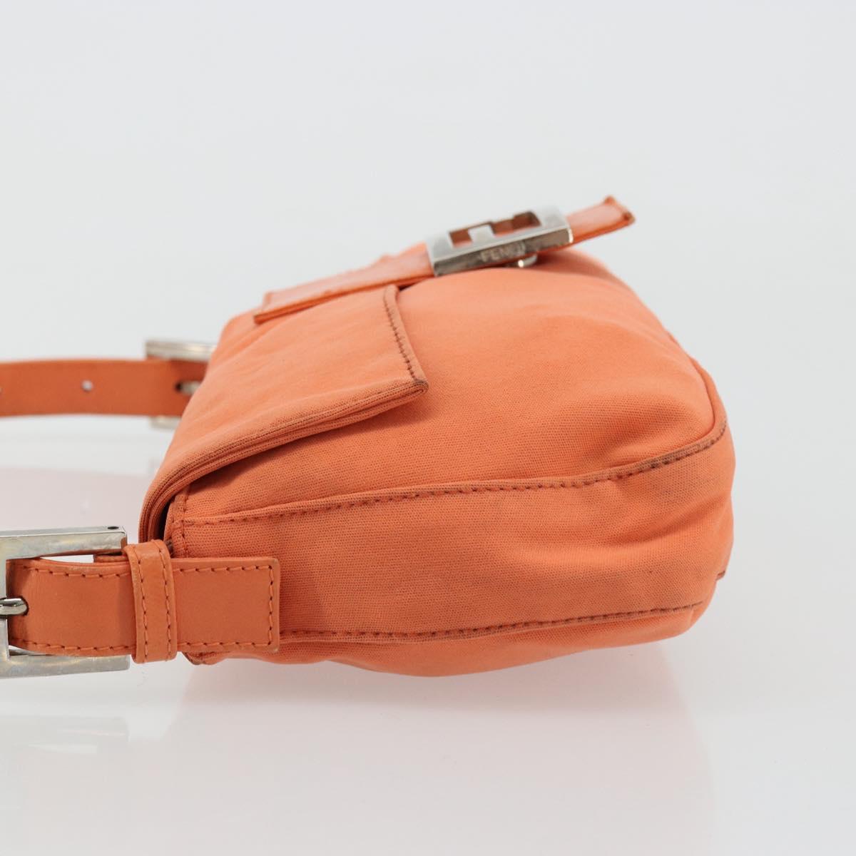 FENDI Mamma Baguette Shoulder Bag Nylon Orange Silver Auth hk3724A