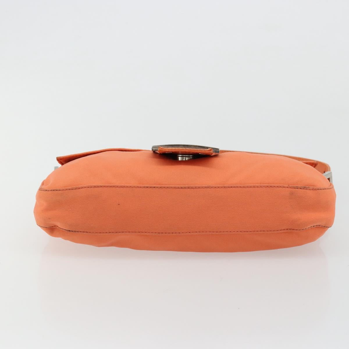 FENDI Mamma Baguette Shoulder Bag Nylon Orange Silver Auth hk3724A