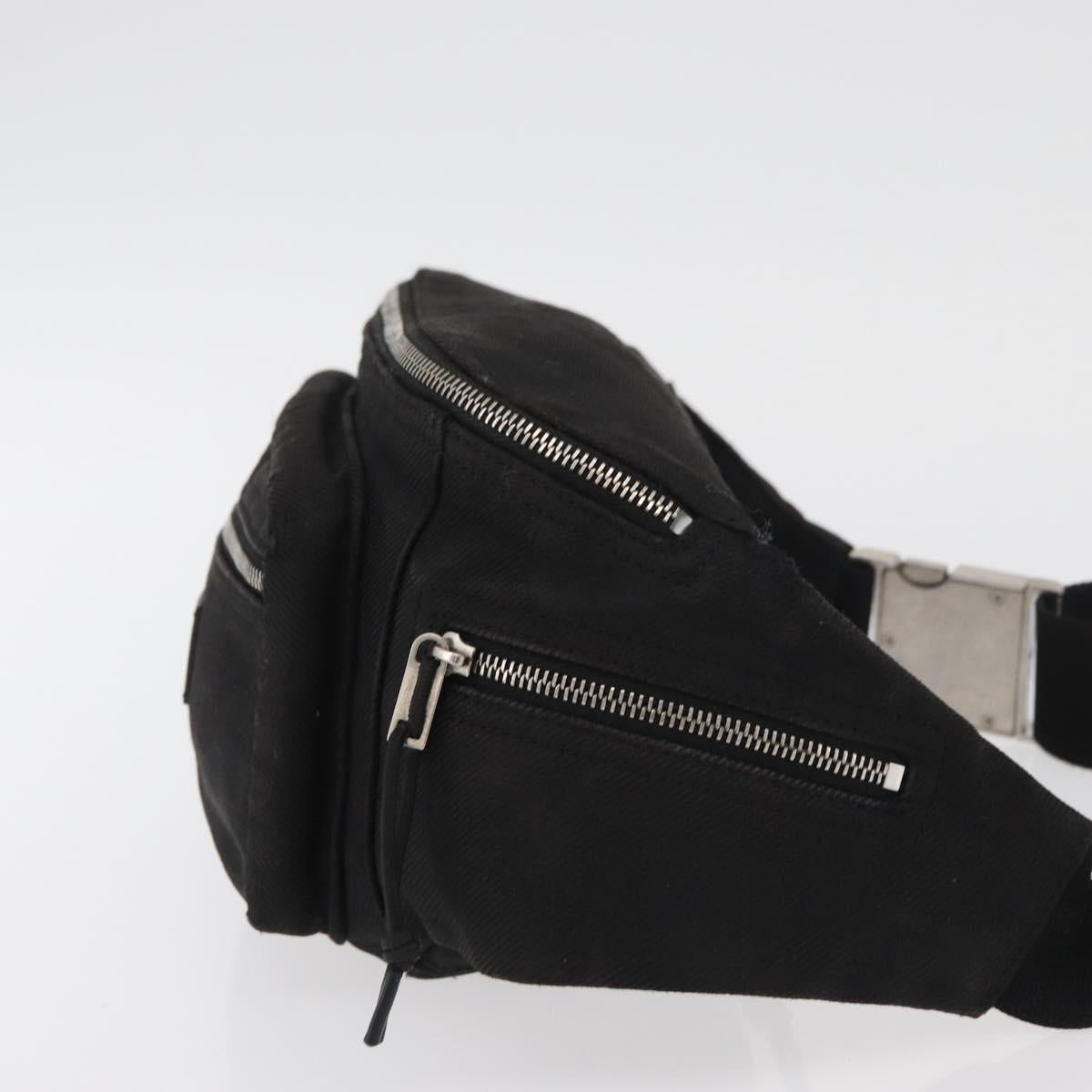 SAINT LAURENT Body Bag Canvas Black Silver 581375 Auth hk3728A