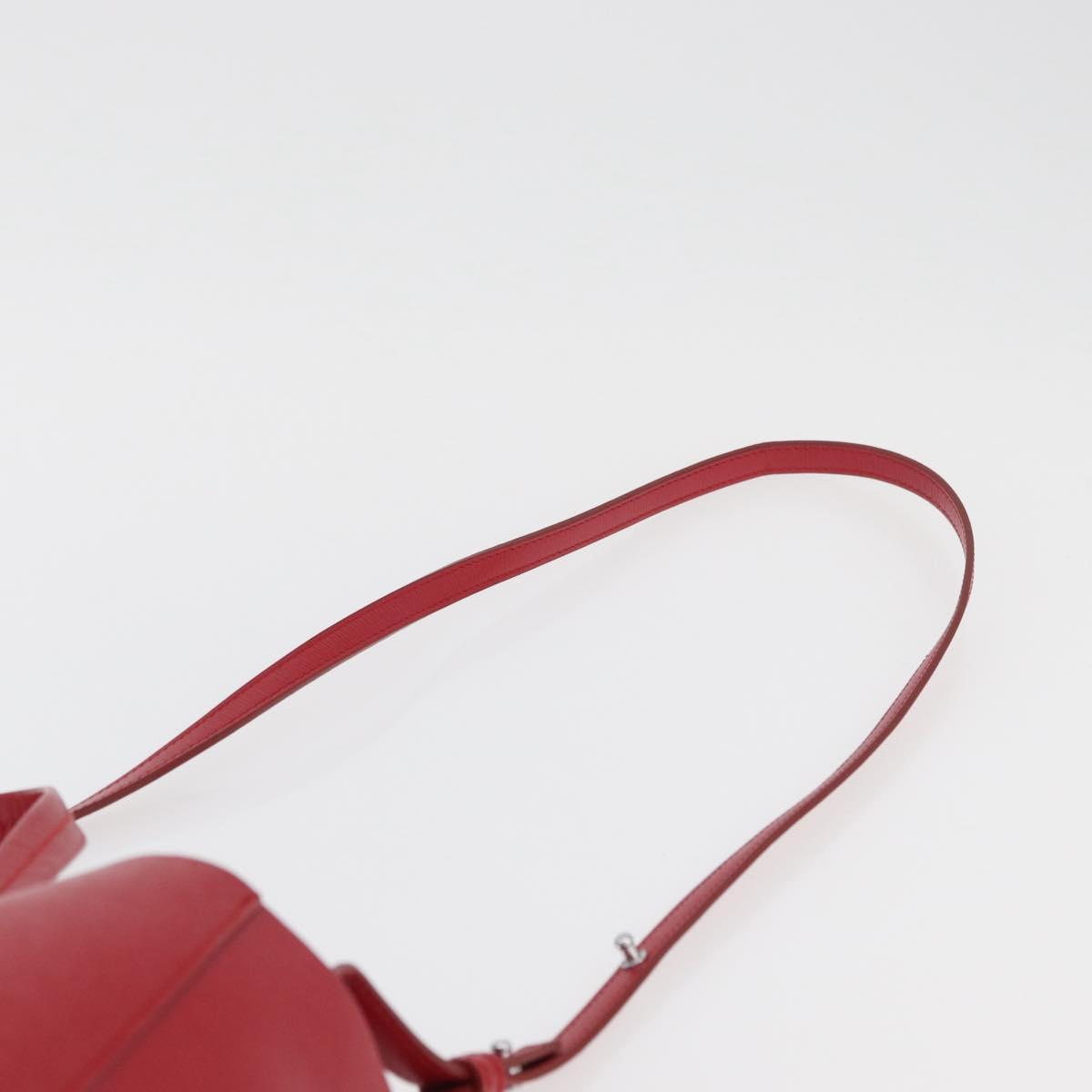 CELINE Vertical Cabas Tote Bag Leather 2way Red Silver Auth hk3730A