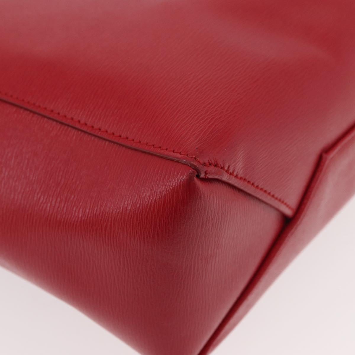 CELINE Vertical Cabas Tote Bag Leather 2way Red Silver Auth hk3730A