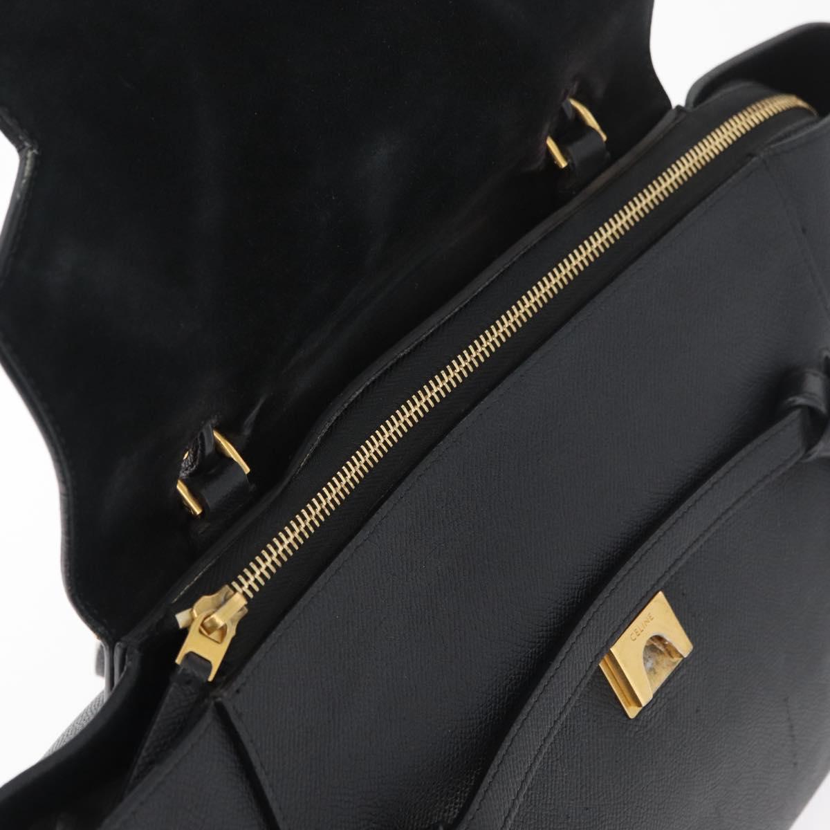 CELINE Belt bag Hand Bag Leather 2way Black Gold Auth hk3731