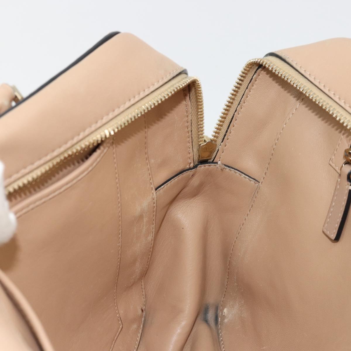 VALENTINO Hand Bag Leather 2way Beige Gold Auth hk3733A