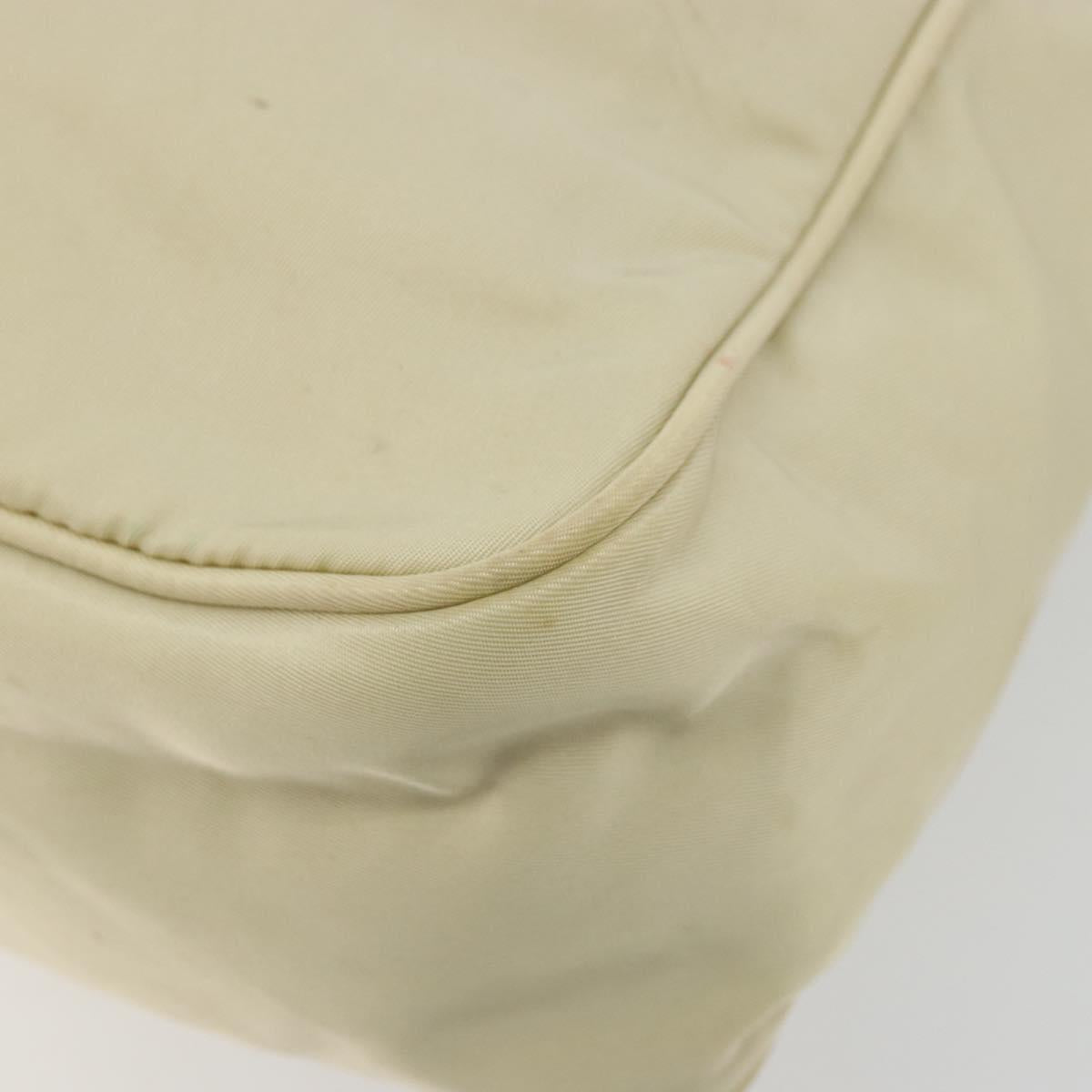 PRADA Shoulder Bag Nylon Ivory Silver Auth hk3735