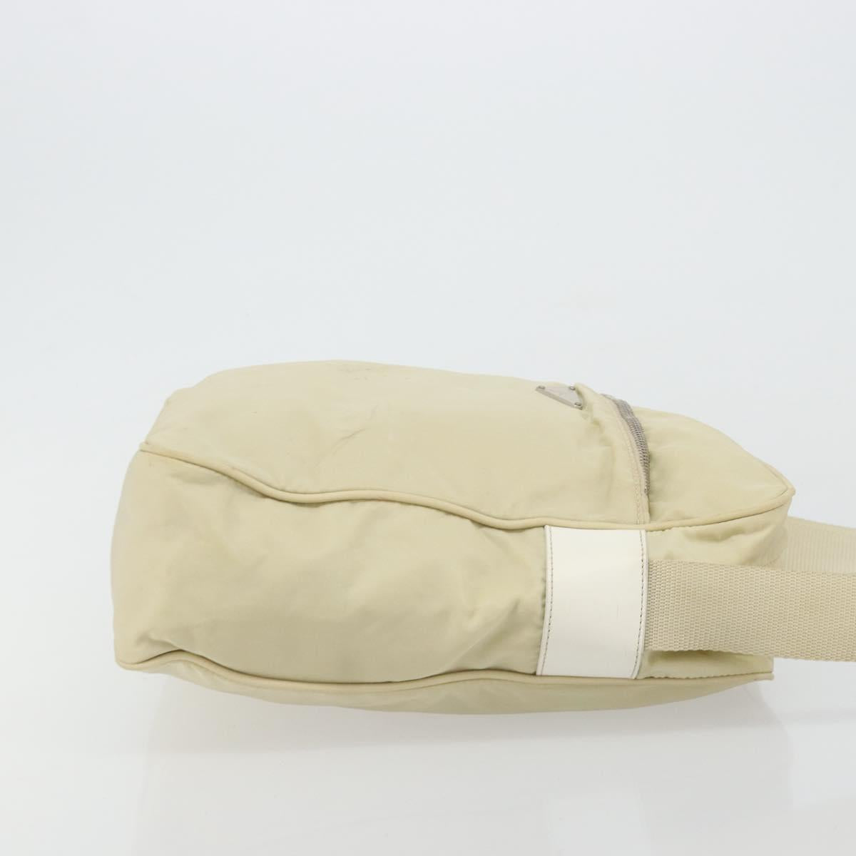 PRADA Shoulder Bag Nylon Ivory Silver Auth hk3735