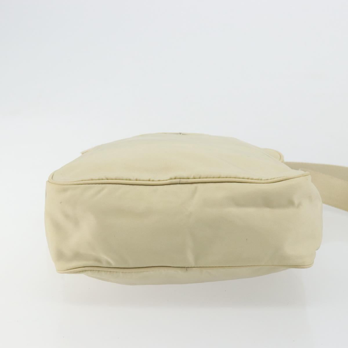PRADA Shoulder Bag Nylon Ivory Silver Auth hk3735